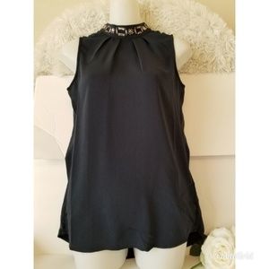 H&M Jeweled Sleveless Long Navy Blouse